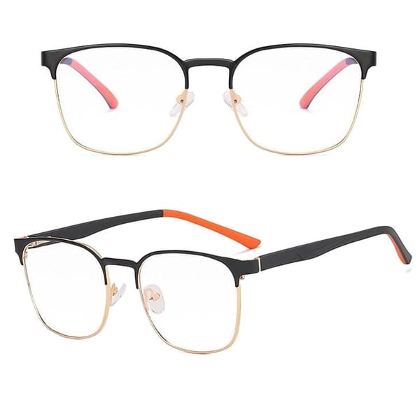 Solidne okulary zerówki do komputera BLUE LIGHT czarno-złote z flexami 25126C