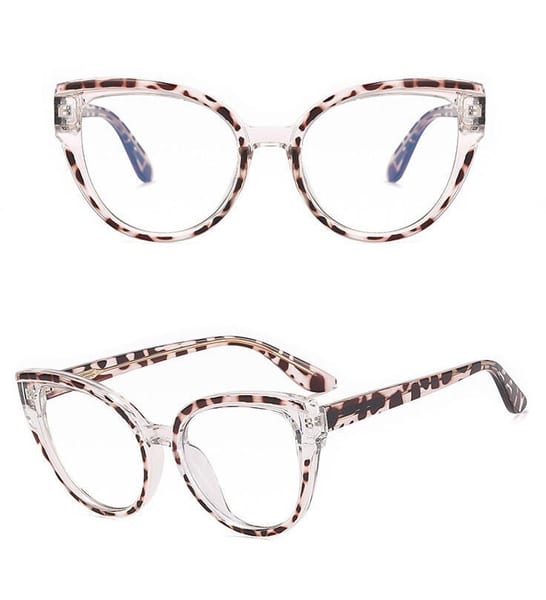 Damskie kocie okulary zerówki do komputera BLUE LIGHT na teleskopach 25128F Panterka/Transparentny