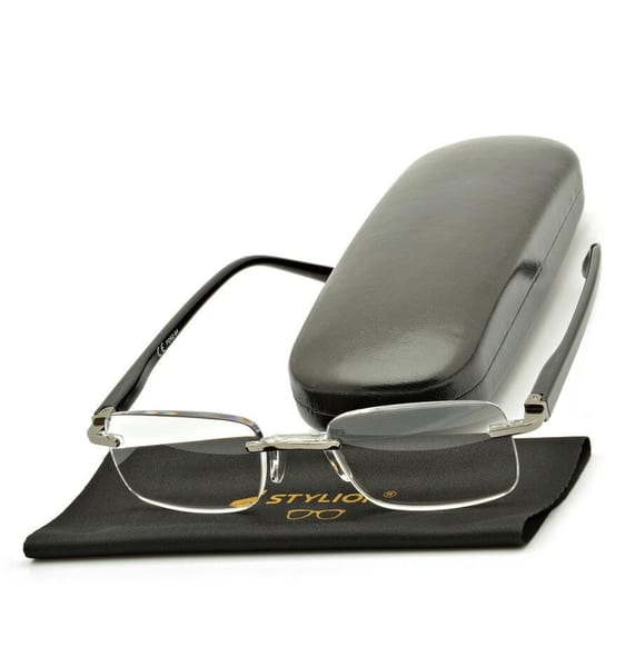 Plusy +2.50 okulary bezramkowe do czytania korekcyjne ST323X czarne