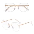Damskie bezramkowe kocie okulary zerówki do komputera BLUE LIGHT z flexami 25112 złote