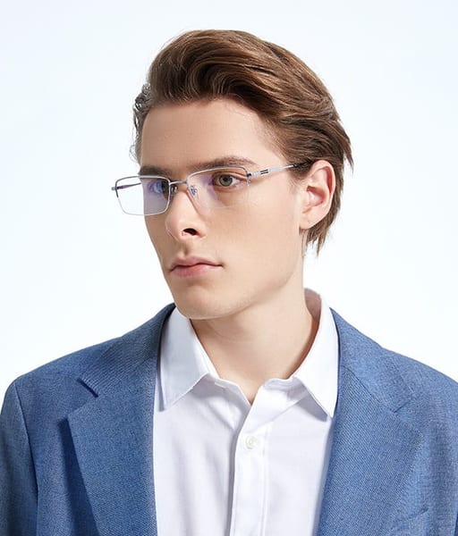 Ultralekkie tytanowe okulary zerówki z filtrem Blue Light do komputera Srebrne TN827