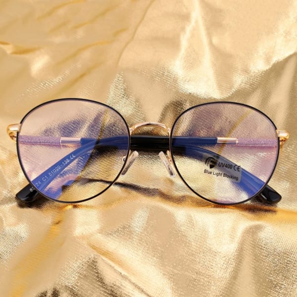 Damskie okulary Lenonki zerówki do komputera BLUE LIGHT na teleskopach 25148 Czarny/Złoty