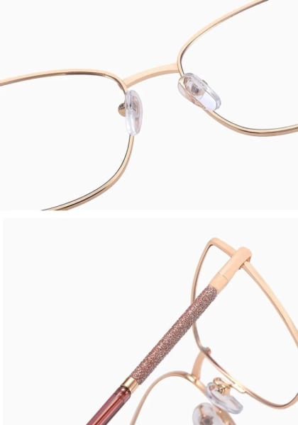 Damskie okulary Kocie Oczy zerówki do komputera BLUE LIGHT na teleskopach 25156A Różowe Złoto