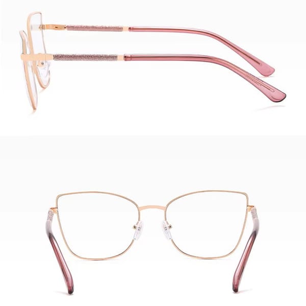 Damskie okulary Kocie  Oczy zerówki do komputera BLUE LIGHT na teleskopach 25156C Różowy/Złoty