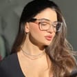 Damskie okulary kocie oczy zerówki do komputera BLUE LIGHT 25150C  transparentny/beżowy