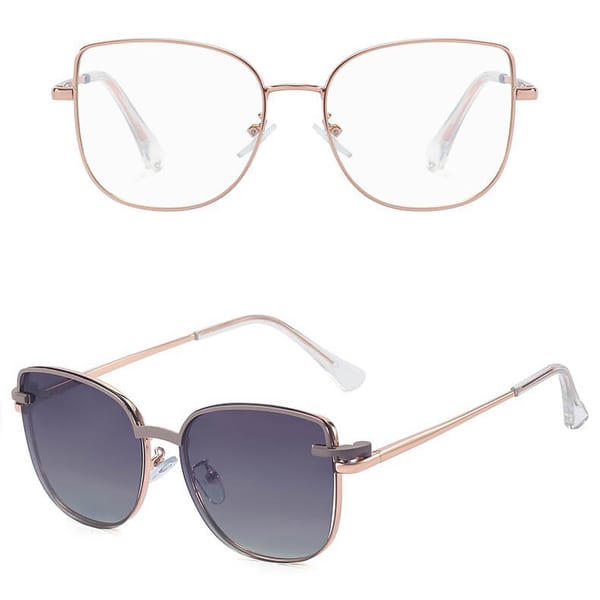 2w1 Okulary damskie do komputera + nakładka przeciwsłoneczna na magnes Clip-On 25162A  fiolet/złoty