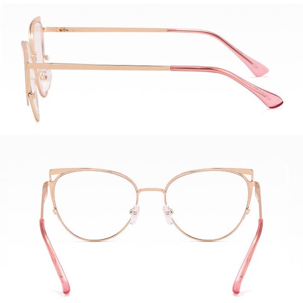 Damskie okulary kocie zerówki do komputera BLUE LIGHT 25158D Złoty/Różowy