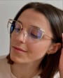 Damskie okulary kocie zerówki do komputera BLUE LIGHT 25158D Złoty/Różowy