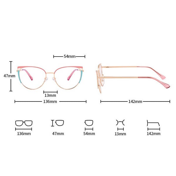 Damskie okulary kocie zerówki do komputera BLUE LIGHT 25158D Złoty/Różowy