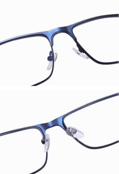 Metalowe męskie okulary zerówki z filtrem Blue Light do komputera 25139D granatowe + akcesoria