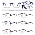 Metalowe męskie okulary zerówki z filtrem Blue Light do komputera 25139D granatowe + akcesoria