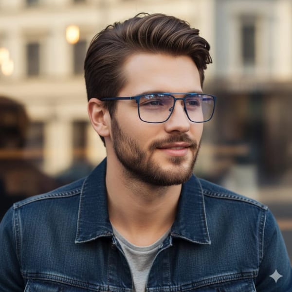 Męskie okulary PREMIUM +0.50 do czytania i komputera Blue Light+Antyrefleks STL280 niebieskie