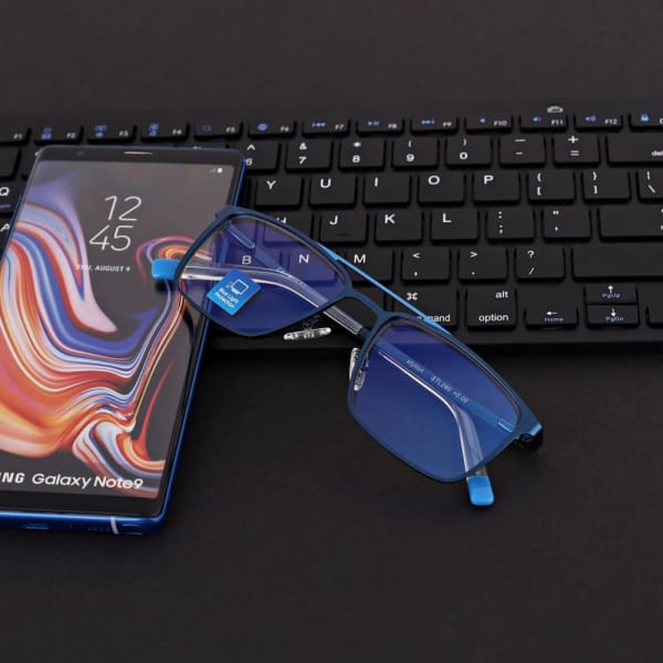 Męskie okulary PREMIUM +0.50 do czytania i komputera Blue Light+Antyrefleks STL280 niebieskie