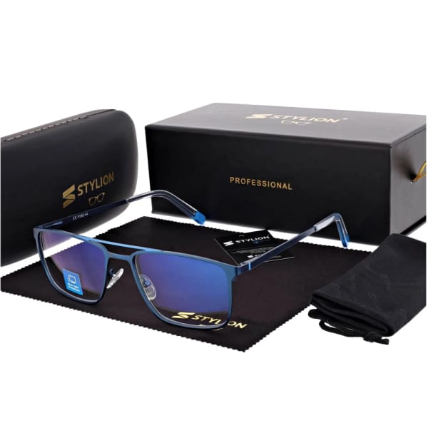 Męskie okulary PREMIUM +0.50 do czytania i komputera Blue Light+Antyrefleks STL280 niebieskie