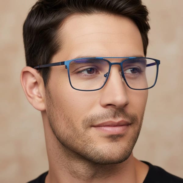 Męskie okulary PREMIUM +0.50 do czytania i komputera Blue Light+Antyrefleks STL280 niebieskie