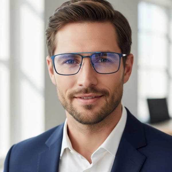 Męskie okulary PREMIUM +2.75 do czytania i komputera Blue Light+Antyrefleks STL280 niebieskie