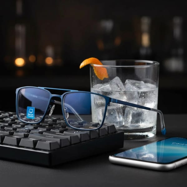 Męskie okulary PREMIUM +2.75 do czytania i komputera Blue Light+Antyrefleks STL280 niebieskie