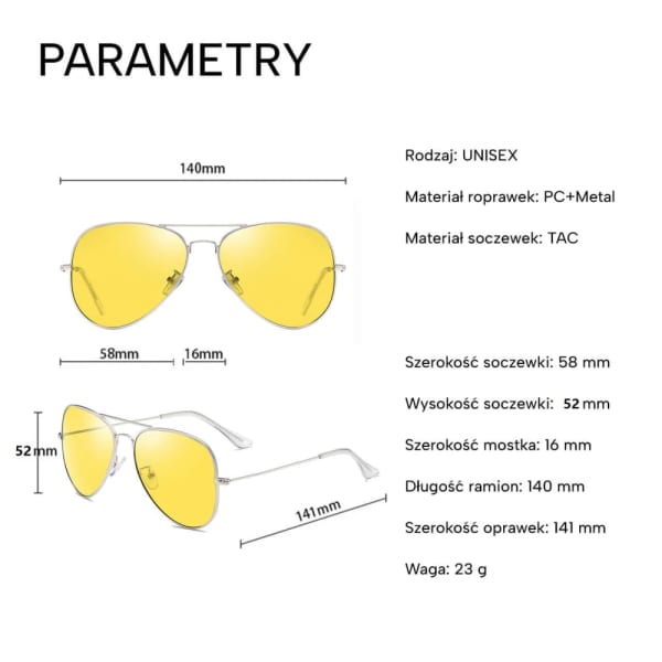 Żółte rozjaśniające okulary pilotki do Jazdy Nocą dla kierowców Polaryzacyjne STL59