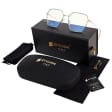 Damskie okulary PREMIUM +0.50 do czytania i komputera Blue Light+Antyrefleks STL285 złoty/zielony