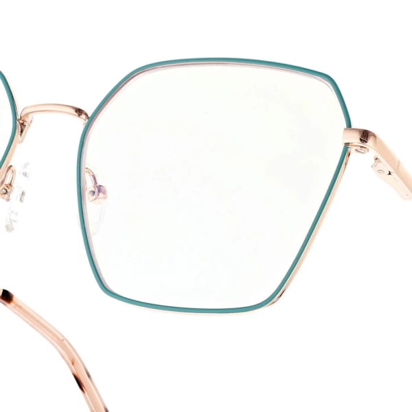 Damskie okulary PREMIUM +0.50 do czytania i komputera Blue Light+Antyrefleks STL285 złoty/zielony