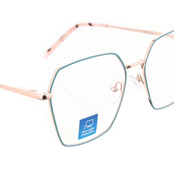 Damskie okulary PREMIUM +0.50 do czytania i komputera Blue Light+Antyrefleks STL285 złoty/zielony