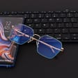 Damskie okulary PREMIUM +0.50 do czytania i komputera Blue Light+Antyrefleks STL285 złoty/zielony