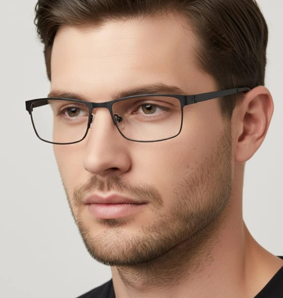 Męskie oprawki korekcyjne zerówki okulary prostokątne M3C szare