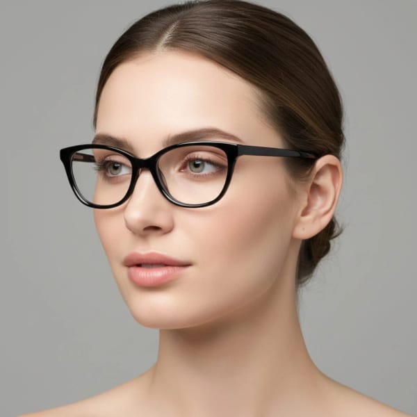 Damskie okulary acetatowe oprawki korekcyjne zerówki kocie AC394C granatowy