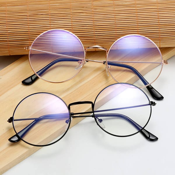Okrągłe złote okulary Lenonki z filtrem Blue Light do komputera zerówki DS-97