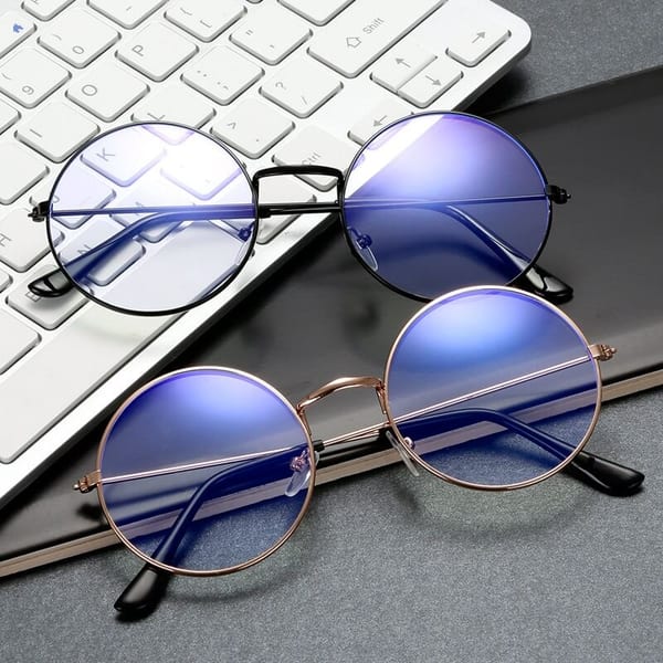 Okrągłe srebrne okulary Lenonki z filtrem Blue Light do komputera zerówki DS-97A