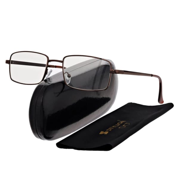 Plusy +2.00 Fotochromowe okulary do czytania z flexami ST342A brązowe