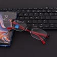 Męskie okulary +1.25 do czytania i komputera Blue Light+Antyrefleks STL281 czarny/czerwony
