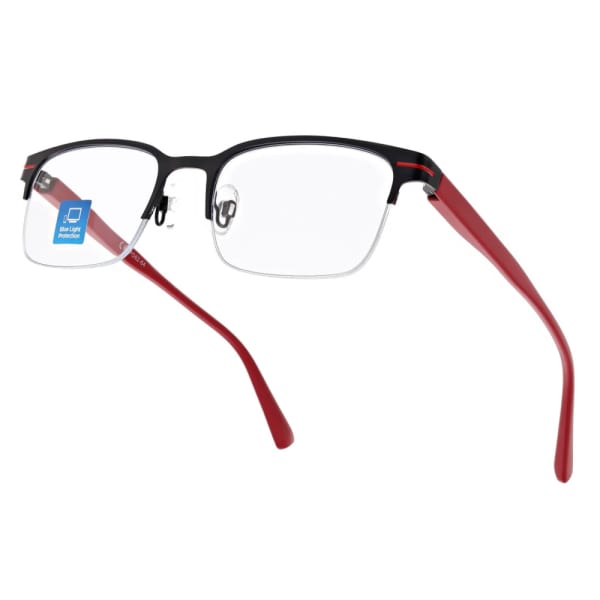 Męskie okulary +1.50 do czytania i komputera Blue Light+Antyrefleks STL281 czarny/czerwony