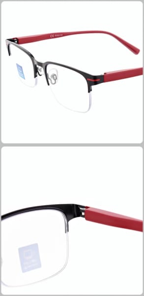 Męskie okulary +1.50 do czytania i komputera Blue Light+Antyrefleks STL281 czarny/czerwony