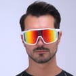 Sportowe okulary przeciwsłoneczne lustrzane STS-02F czarny/żółty