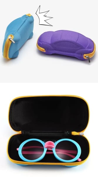 Etui na okulary dla dzieci AUTKO na zamek ET-134B niebieski/neonowy