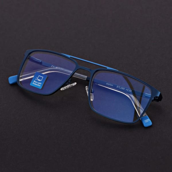 Męskie okulary PREMIUM +0.75 do czytania i komputera Blue Light+Antyrefleks STL280 niebieskie