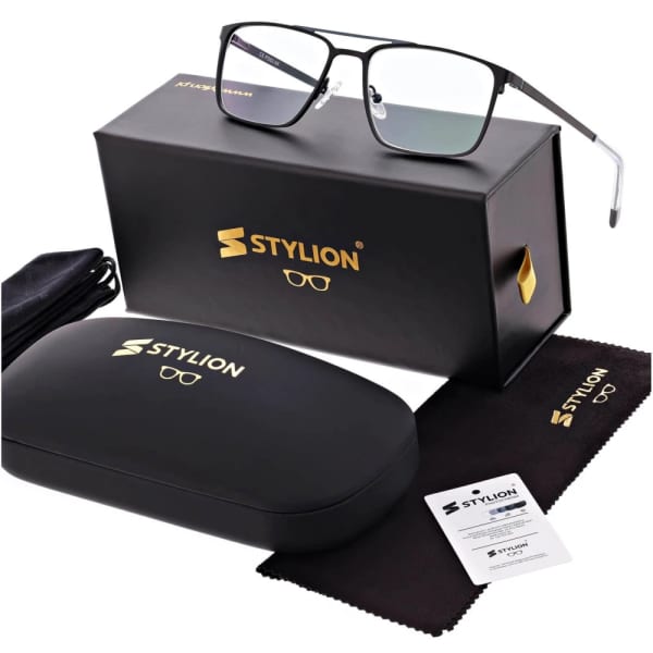 Męskie okulary Fotochromowe PREMIUM zerówki z Antyrefleksem STF380