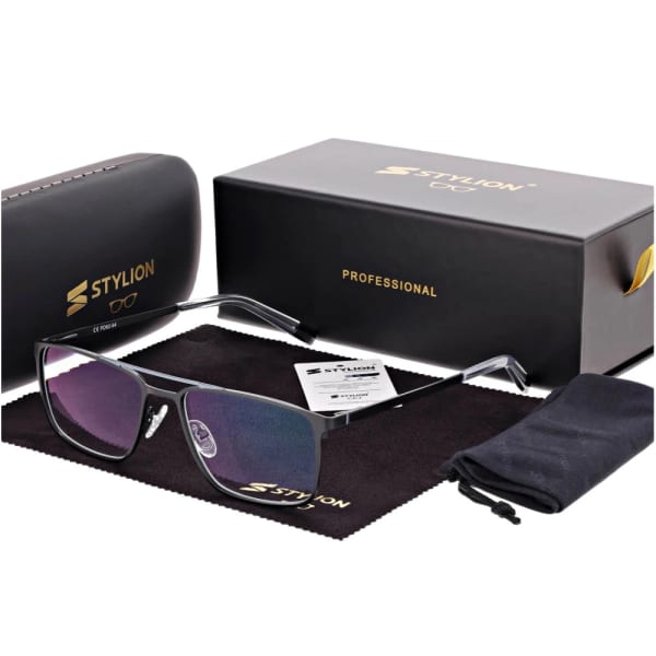 Męskie okulary Fotochromowe PREMIUM +2.00 do czytania z antyrefleksem STF380